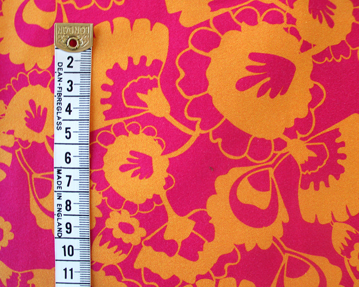 Little Johnny Hot Pink & Orange Floral Cotton Sateen dress fabric per 1/2m