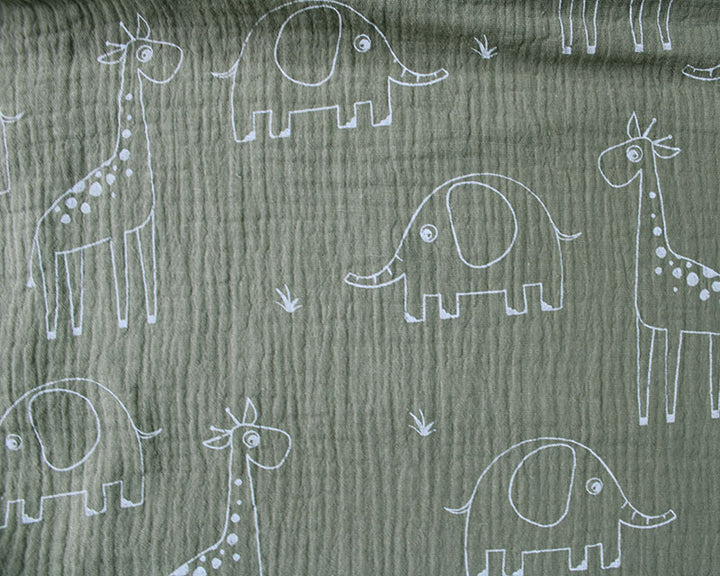 Animal nursery kids 100% cotton double gauze muslin fabric per 1/2m