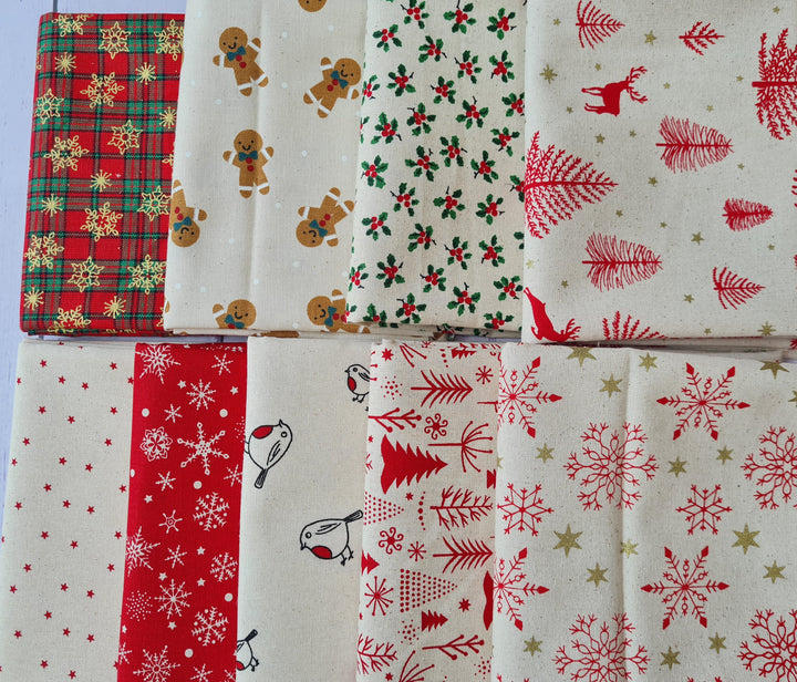 Scandi Christmas fat quarter bundle/ by the half metre quilting / craft cotton Fabrics.