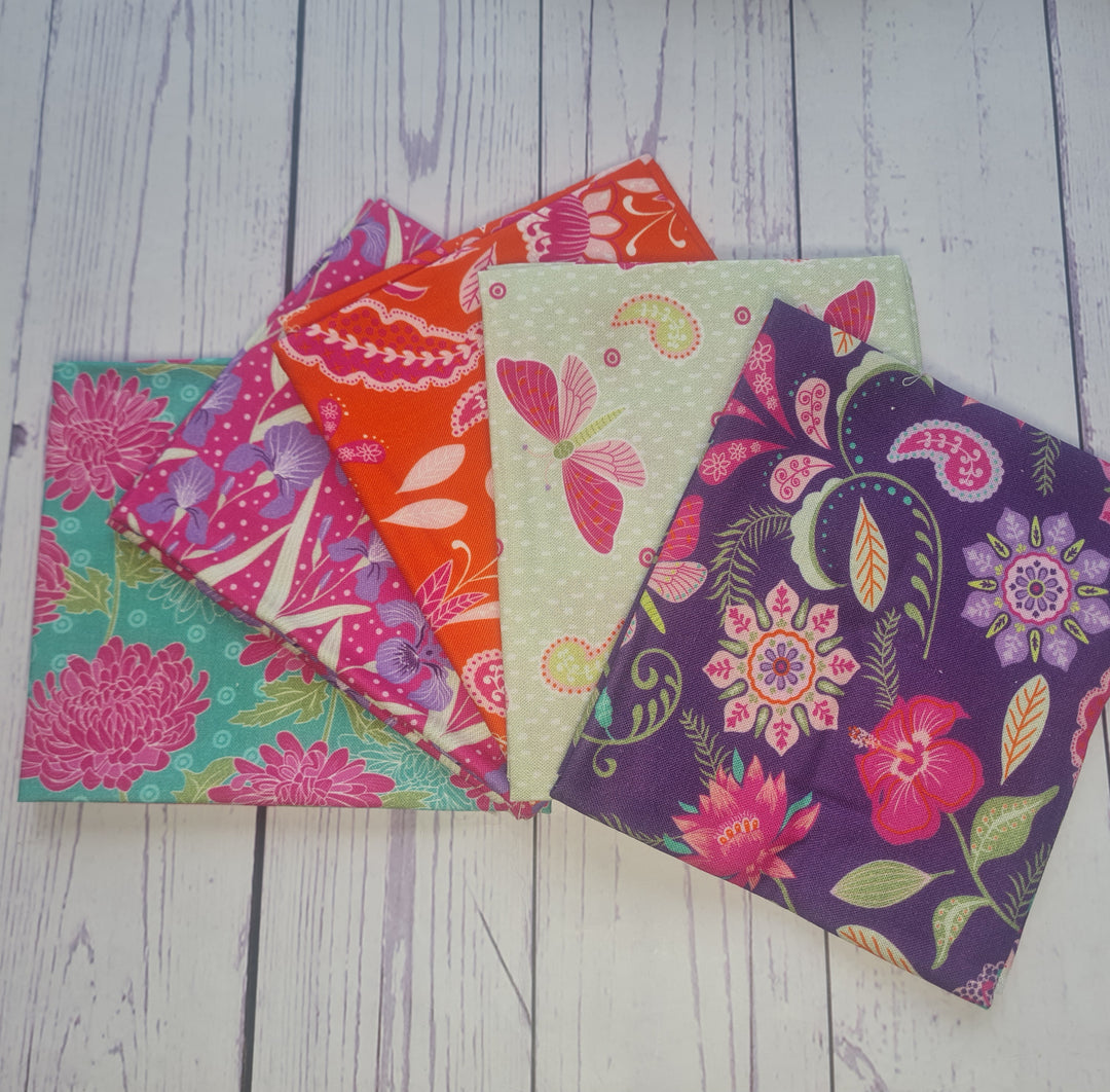 Bohemian Summer – Organic Cotton 5 Fat Quarter Floral Fabric Bundle