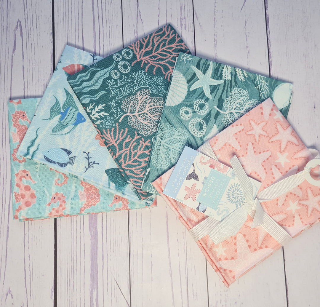 Tranquil Shores – Organic Cotton 4/ 5 Fat Quarter Fabric Bundle - Seaside