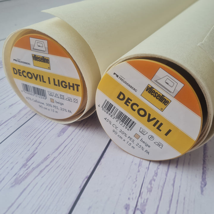 Decovil 1 and Decovil light: Fusible Interfacing/Interlining heavy Vilene. Beige. By the 1/4 m