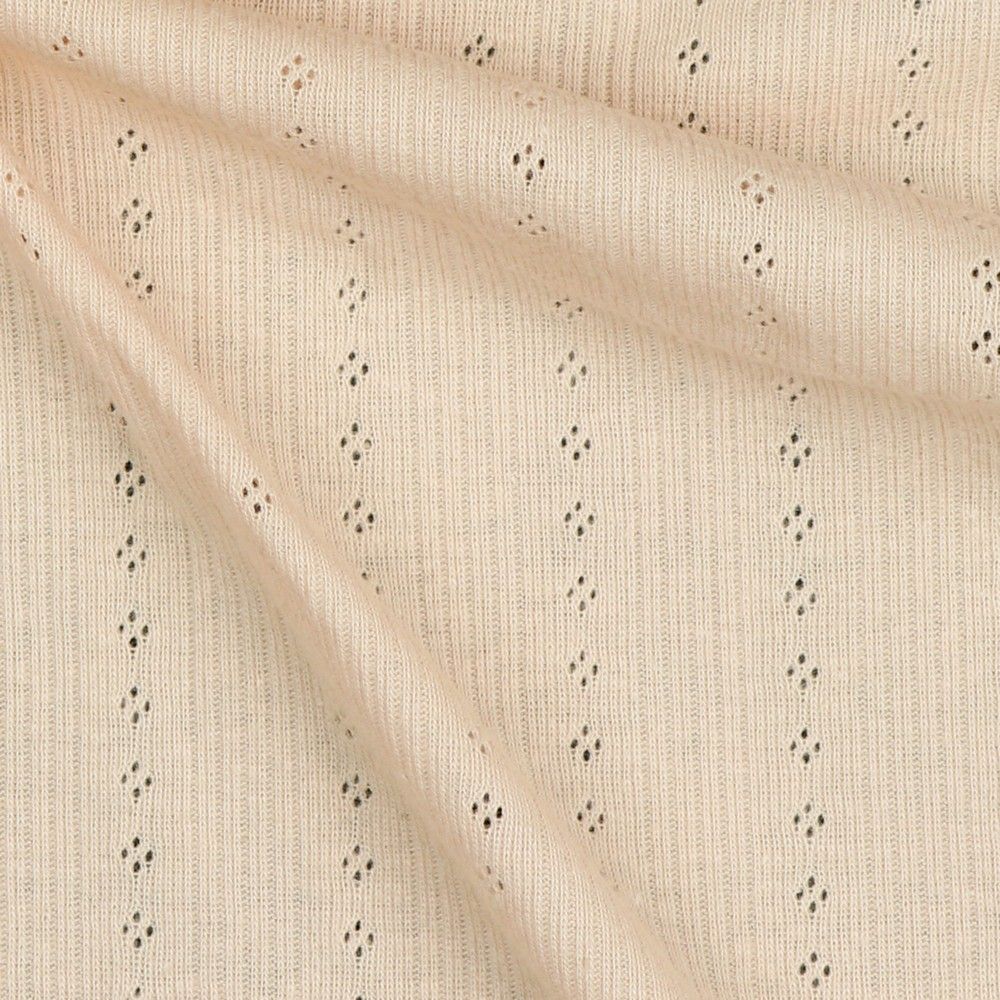 Fine 100% cotton jersey knit with Diamond openwork/ Pointelle fabric x 1/2 m