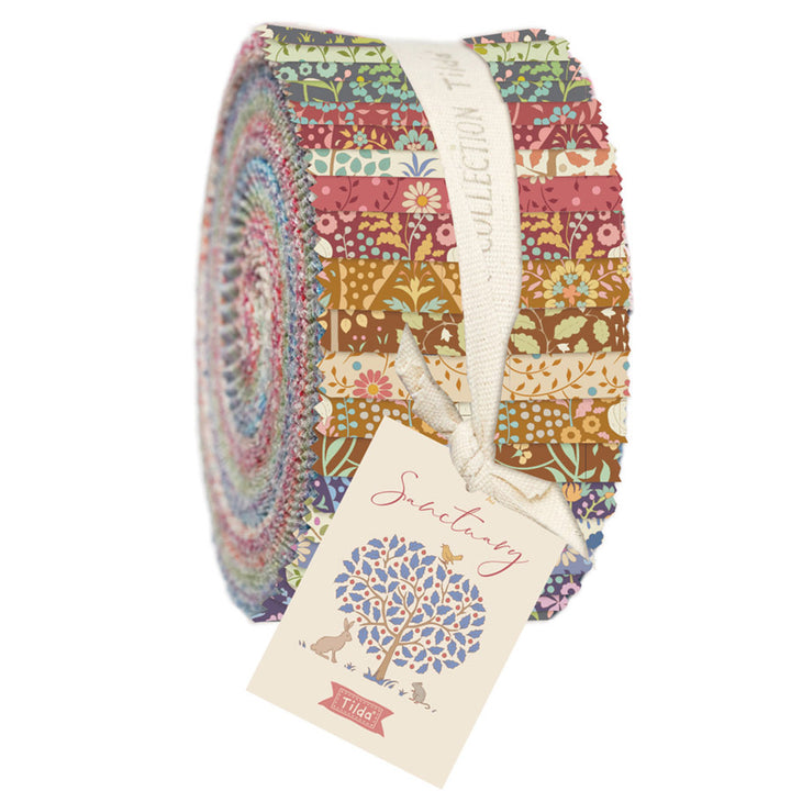 Tilda Sanctuary fabric roll jellyroll fabrics. Floral quilting fabrics. 40pcs 2.5" x 43"