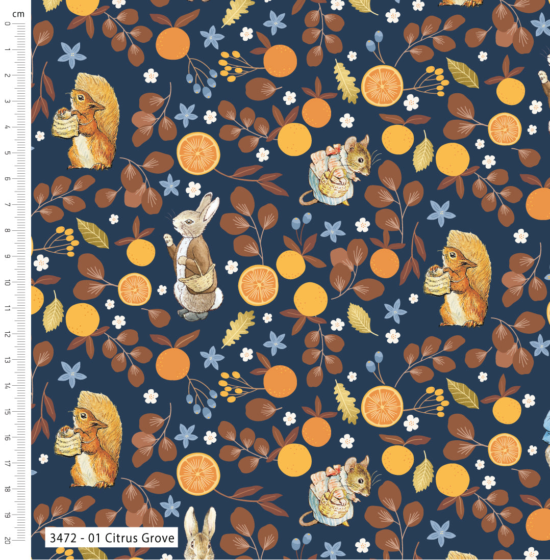 Winter Fruits – Peter Rabbit Fat Quarter bundle of 5 quilt fabrics