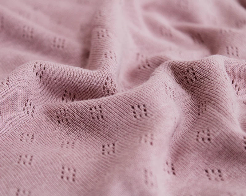 Fine 100% cotton jersey knit with Diamond openwork/ Pointelle fabric x 1/2 m