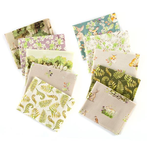 A Country Walk by Debbie Shore Fat quarter bundle of 5 Organic fabrics.