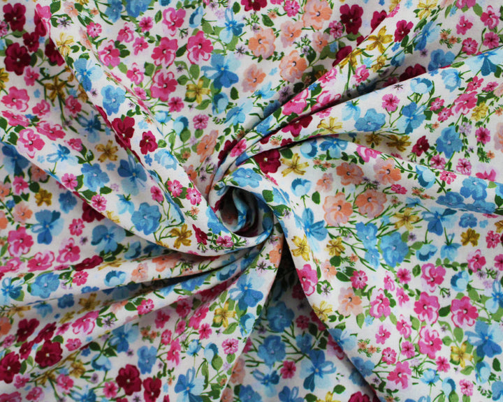 Blooming Floral digital 100% Viscose Challis dress fabric per 1/2m