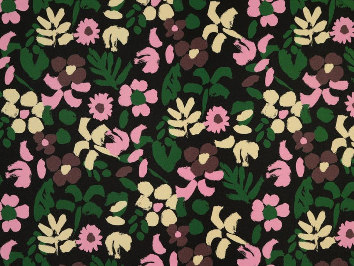 Black Jude Floral Viscose Twill. Fabric Godmother dress fabric per 1/2m