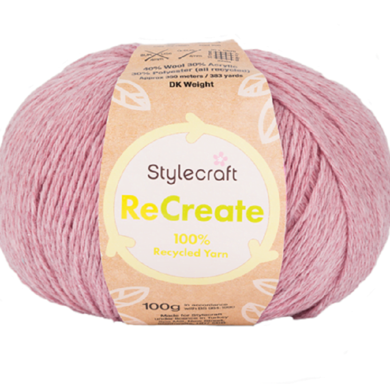 ReCreate Recycled DK yarn by Stylecraft. 100g Wool, Acrylic, Polyester