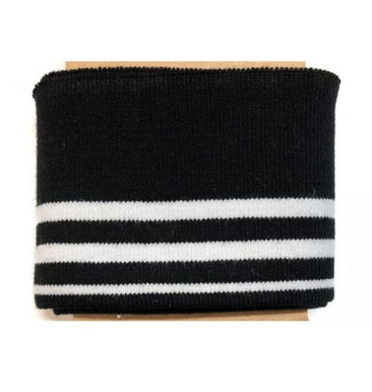 Double Stripe Rib Knit Cuffing By Poppy. Finished edge cotton Fabric: cuffs and waistbands.