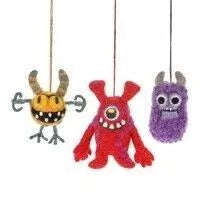 Fair Trade Handcrafted/ Handmade needle felted decoration/ keyring: monsters and cactus