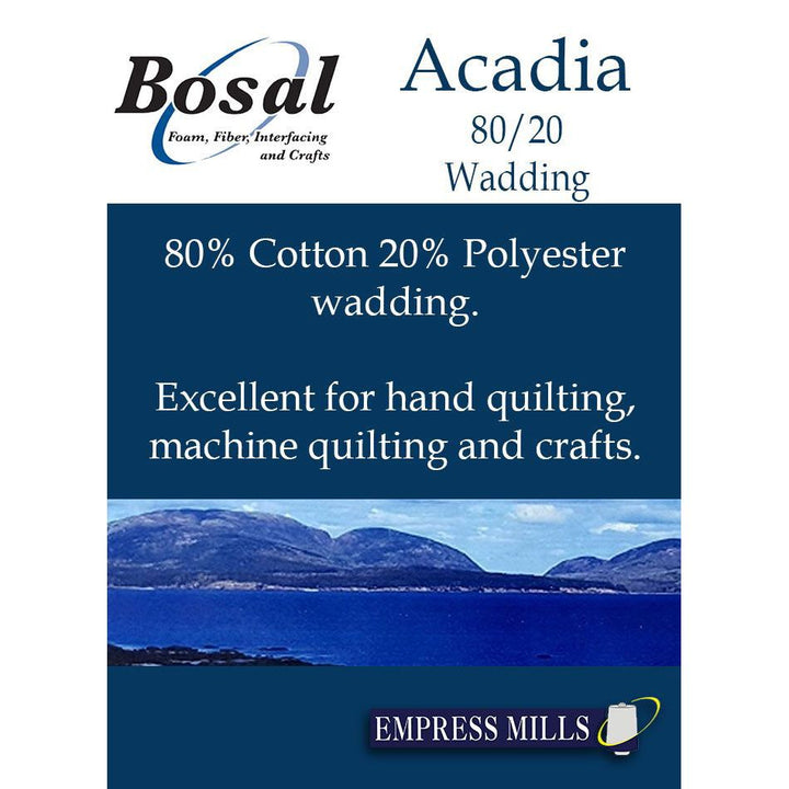 Bosal Acadia Wadding - Autumn Weight 4oz Quilt Batting 3m/120" x .25m