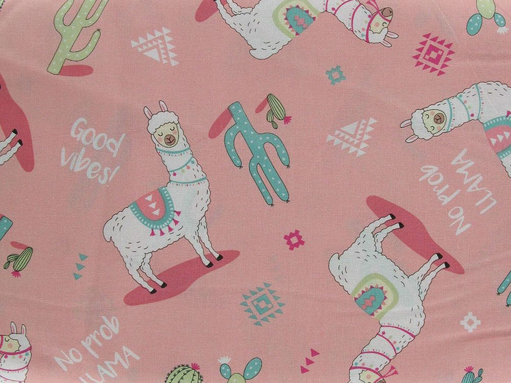 No prob Llama, fun cotton poplin. Kids, nursery quilting fabric. By the half metre.