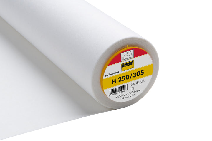 Firm/ Medium Weight fusible Interfacing White/ Black: Vilene H250/305 iron 90cm wide. 25 m roll