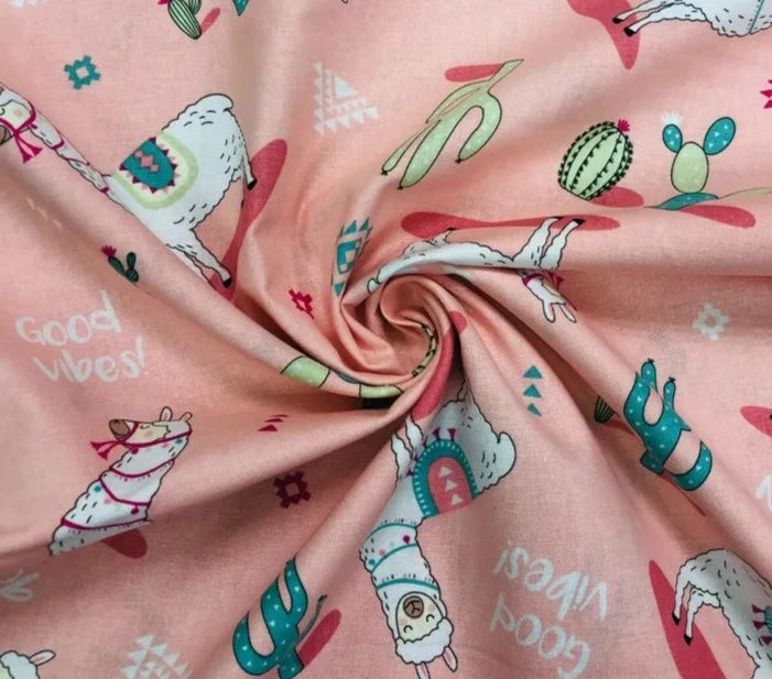 No prob Llama, fun cotton poplin. Kids, nursery quilting fabric. By the half metre.