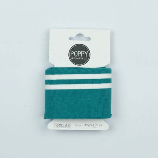 Double Stripe Cuffing By Poppy. OEKO-TEX cotton Knit Fabric: cuffs and waistbands.