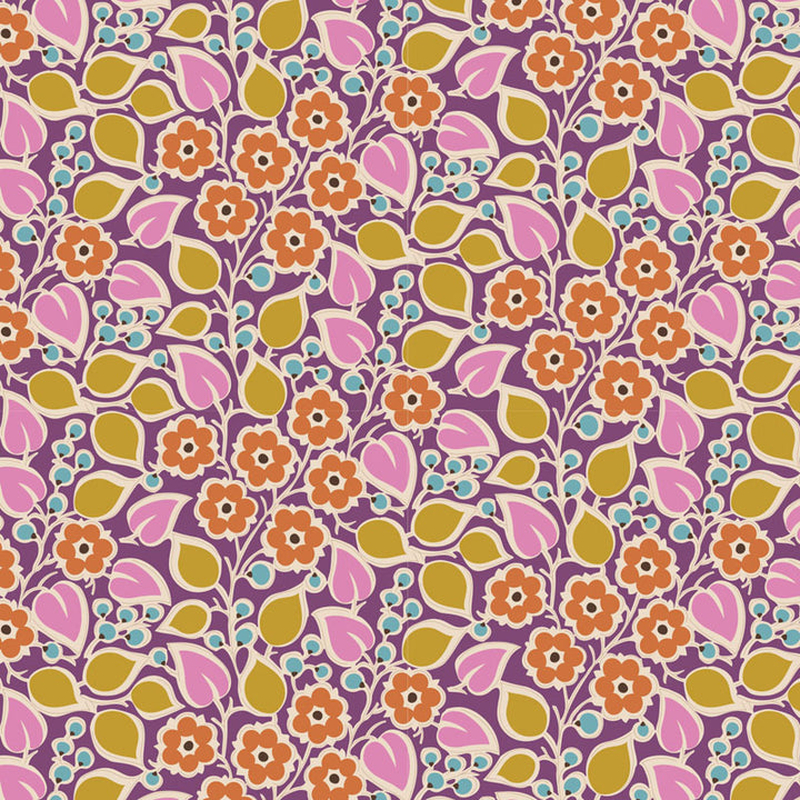 Tilda Pie in the Sky fabrics by the Fat quarter - cotton quilt fabric. Cerise/mustard