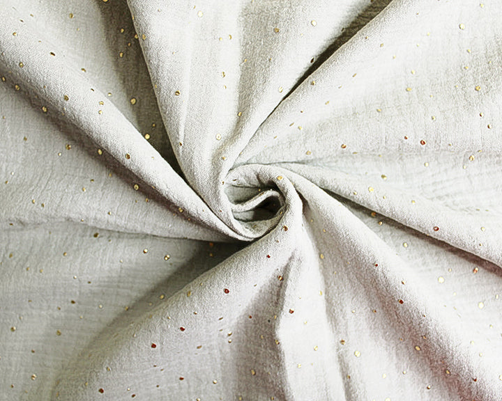 Gold Speckled 100% cotton double gauze muslin fabric x 1/2m