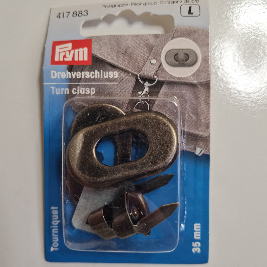 Metal tuck twist lock / bag closure/ bag clasp catch fasteners for bags. Prym.