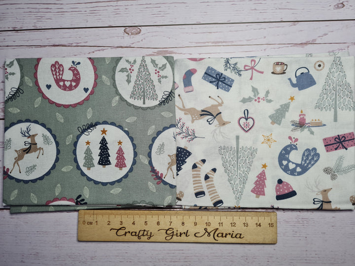 Hygge Christmas fabrics by the half metre quilting cotton Scandi fabrics.