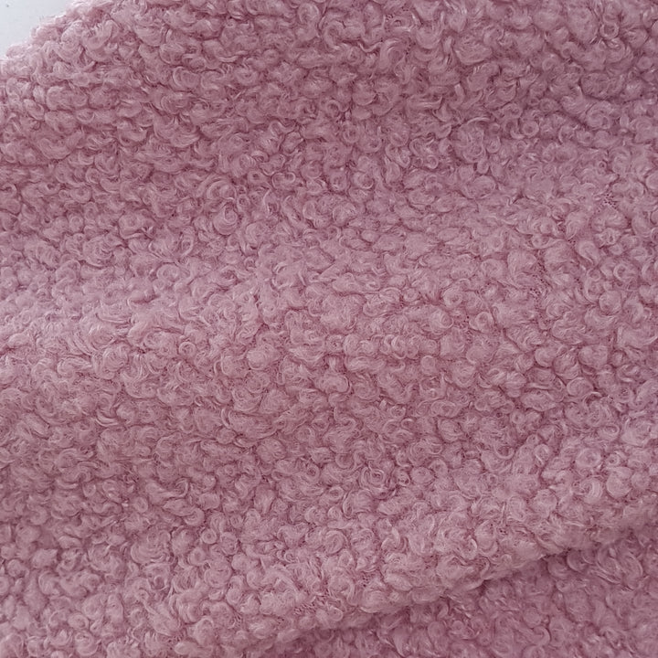 Boucle coating for dressmaking, cardigans, coats, jackets. Rose pink.