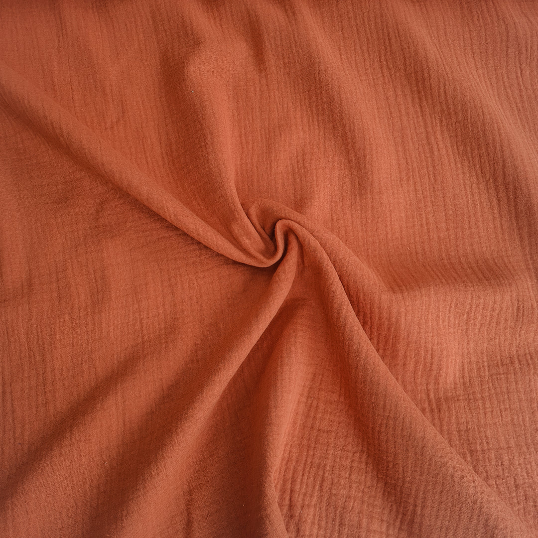 Solid Plain double gauze muslin 100% cotton fabric. Various colours.