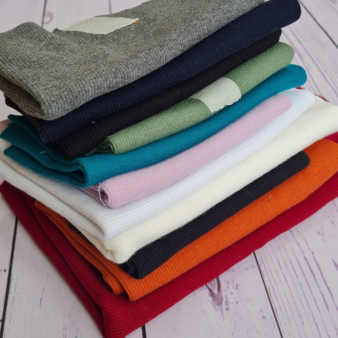 BARGAINS: Fabric remnants/end of rolls, tubular jersey ribbing knit fabrics