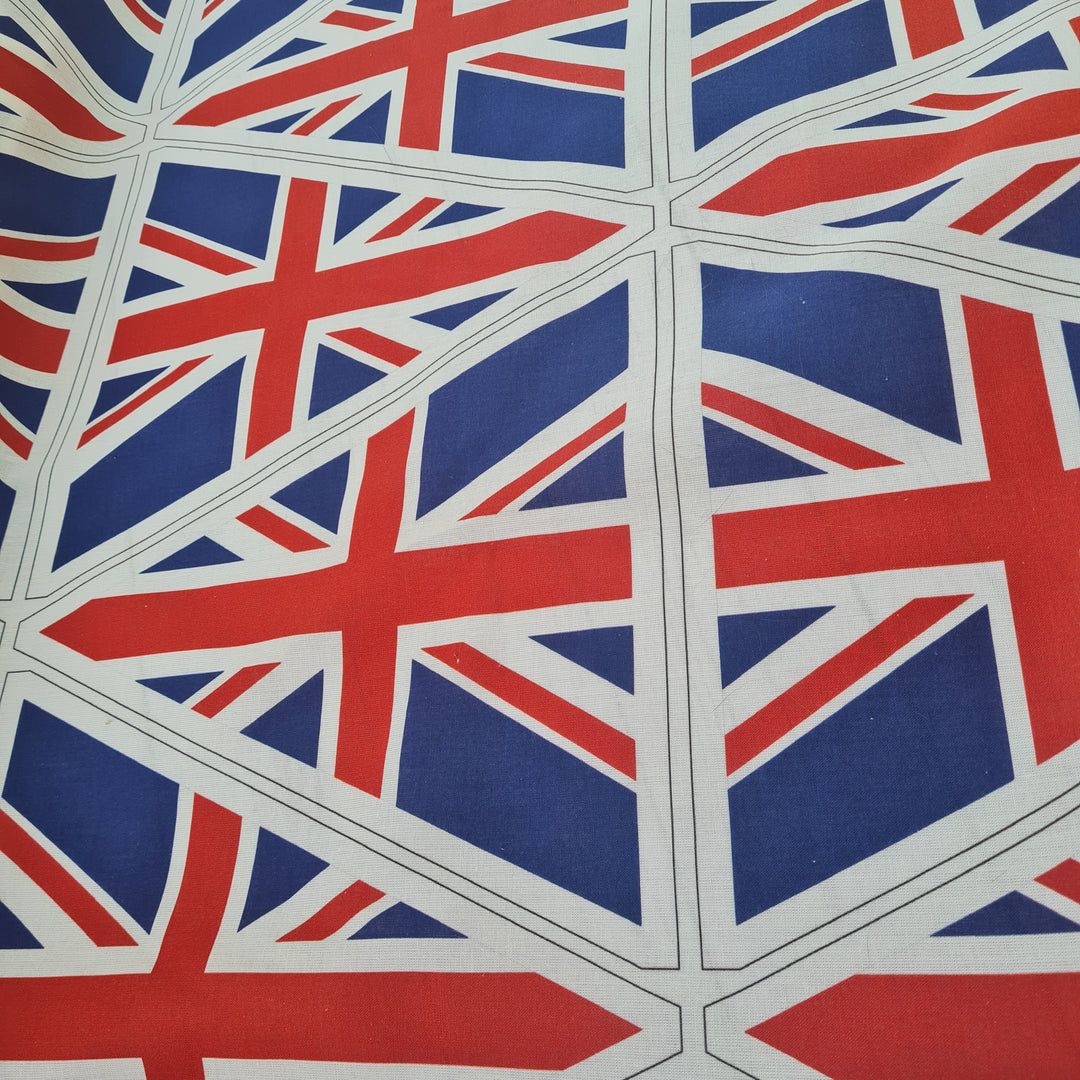 UK flag bunting Union Jacks. Cotton Fabric Panel. 1m x1.5m, 40 flags