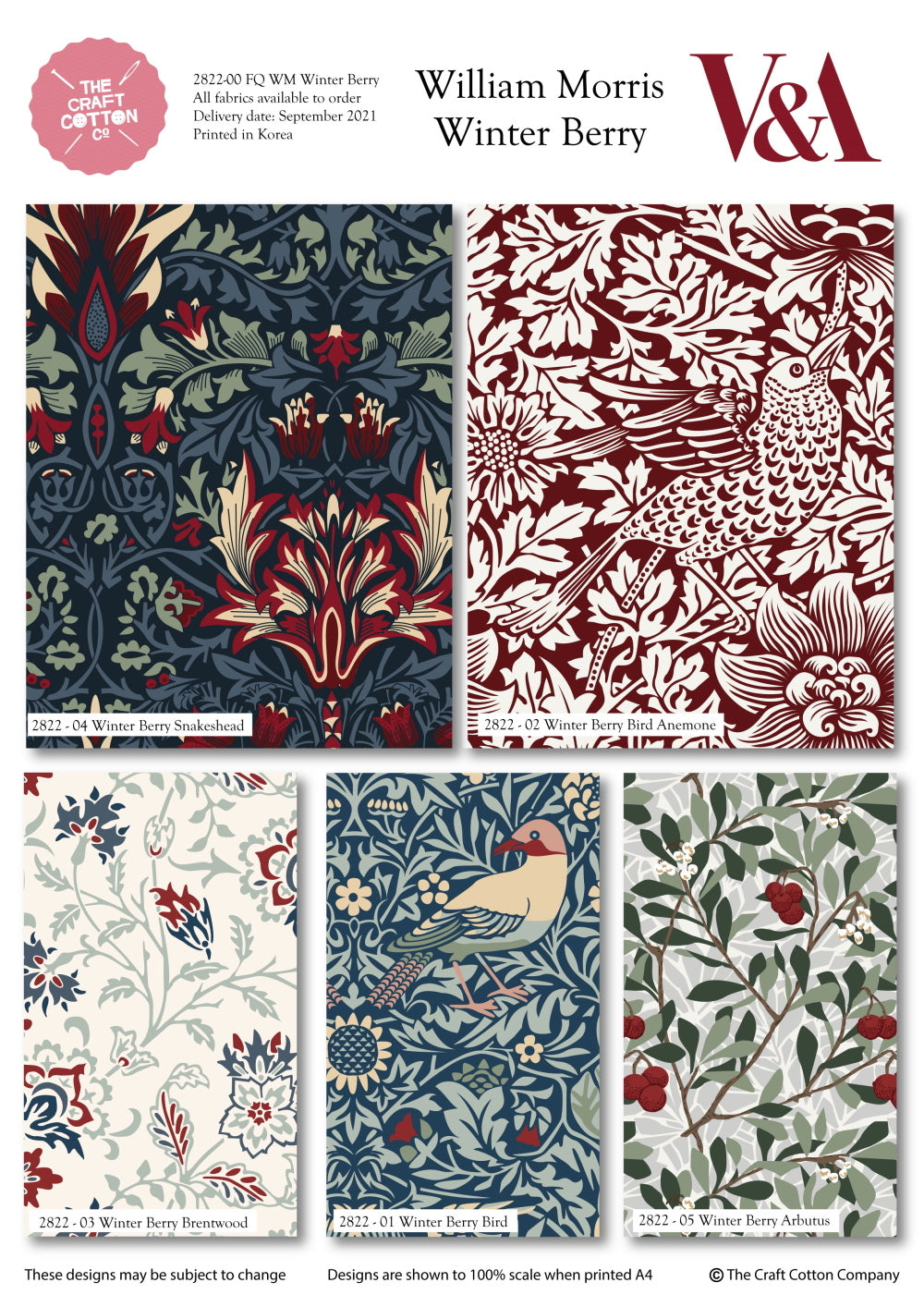 Indian Summer – Organic Cotton quilting fabrics. Craft Cotton Company. V&A vintage design