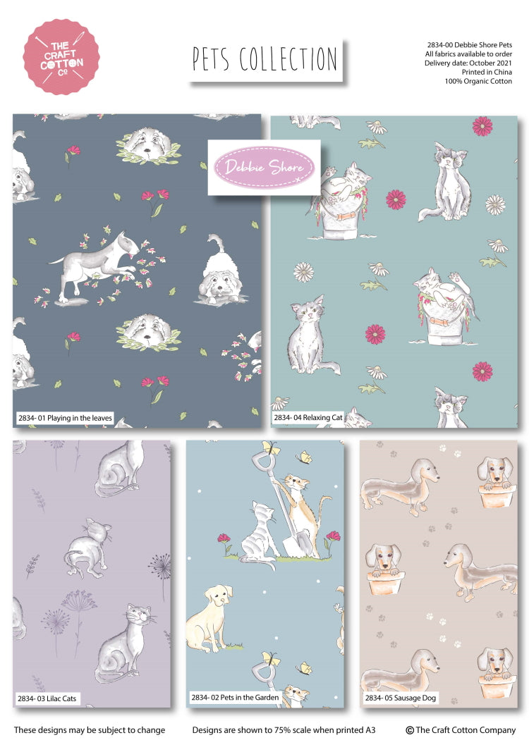 Pets by Debbie Shore Fat quarter bundle of five fabrics. 100% cotton.