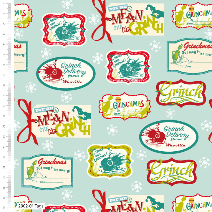 Dr Seuss Grinch Christmas fat quarter bundle of 5 quilting fabrics