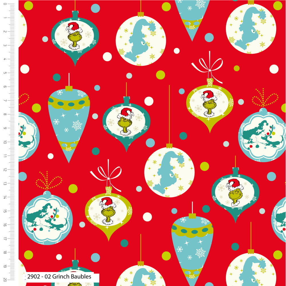 Dr Seuss Grinch Christmas fat quarter bundle of 5 quilting fabrics