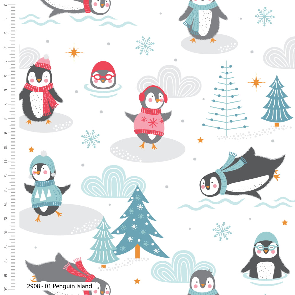 Polar Pals Christmas fat quarter bundle of 5 quilting fabrics