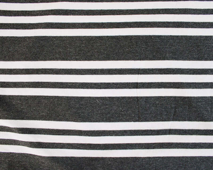 Charcoal grey & white stripe stretch cotton lycra jersey knit fabric, OEKO-TEX® x 1/2m