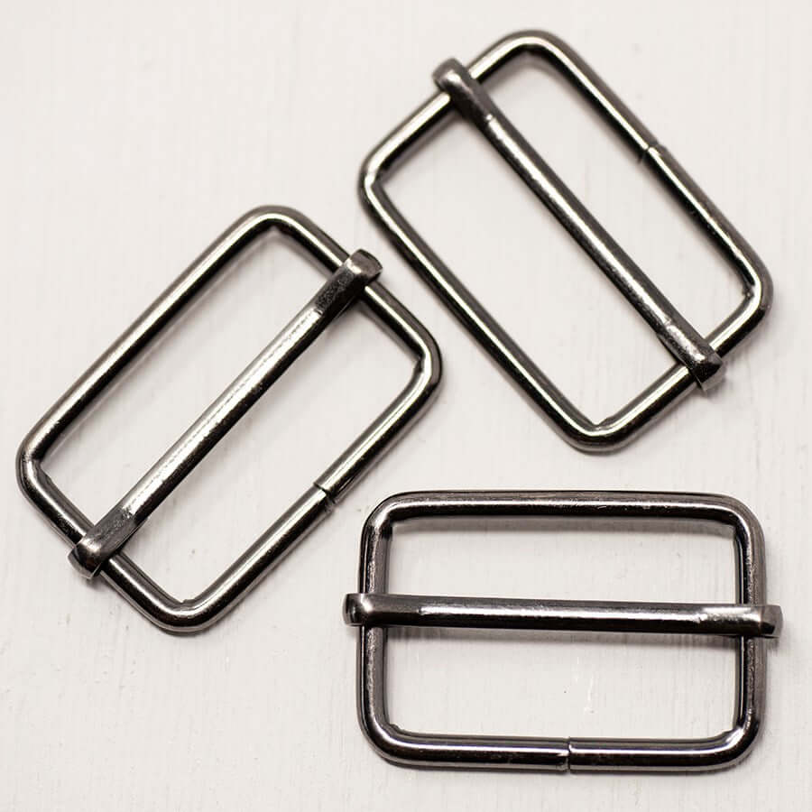 2 x  metal strap slider buckle for bag making and belts. 25/32/38 mm.