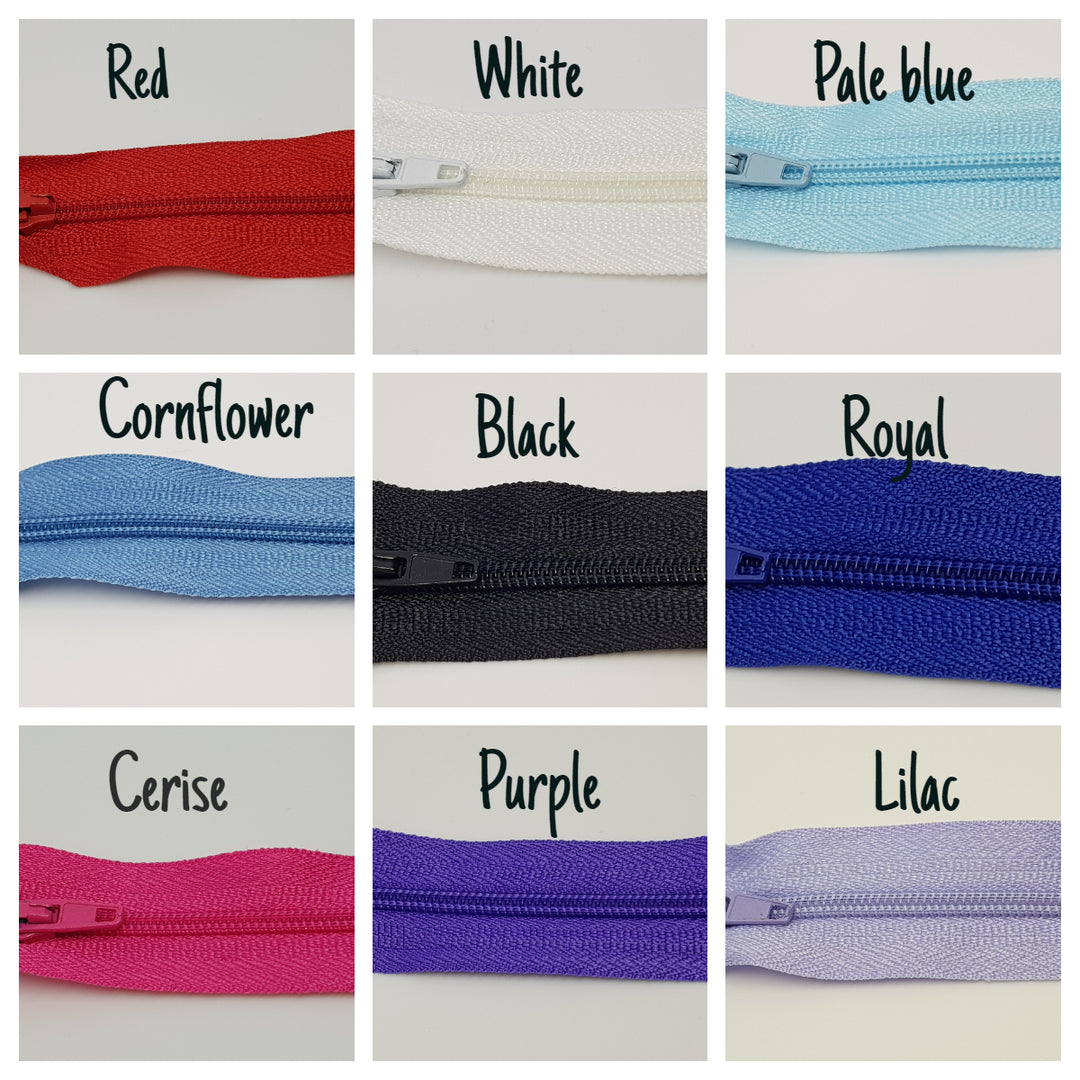 Nylon Closed End Auto-lock Zips 4in, 8in (20cm) 10in (25cm). Dressmaking, crafts.