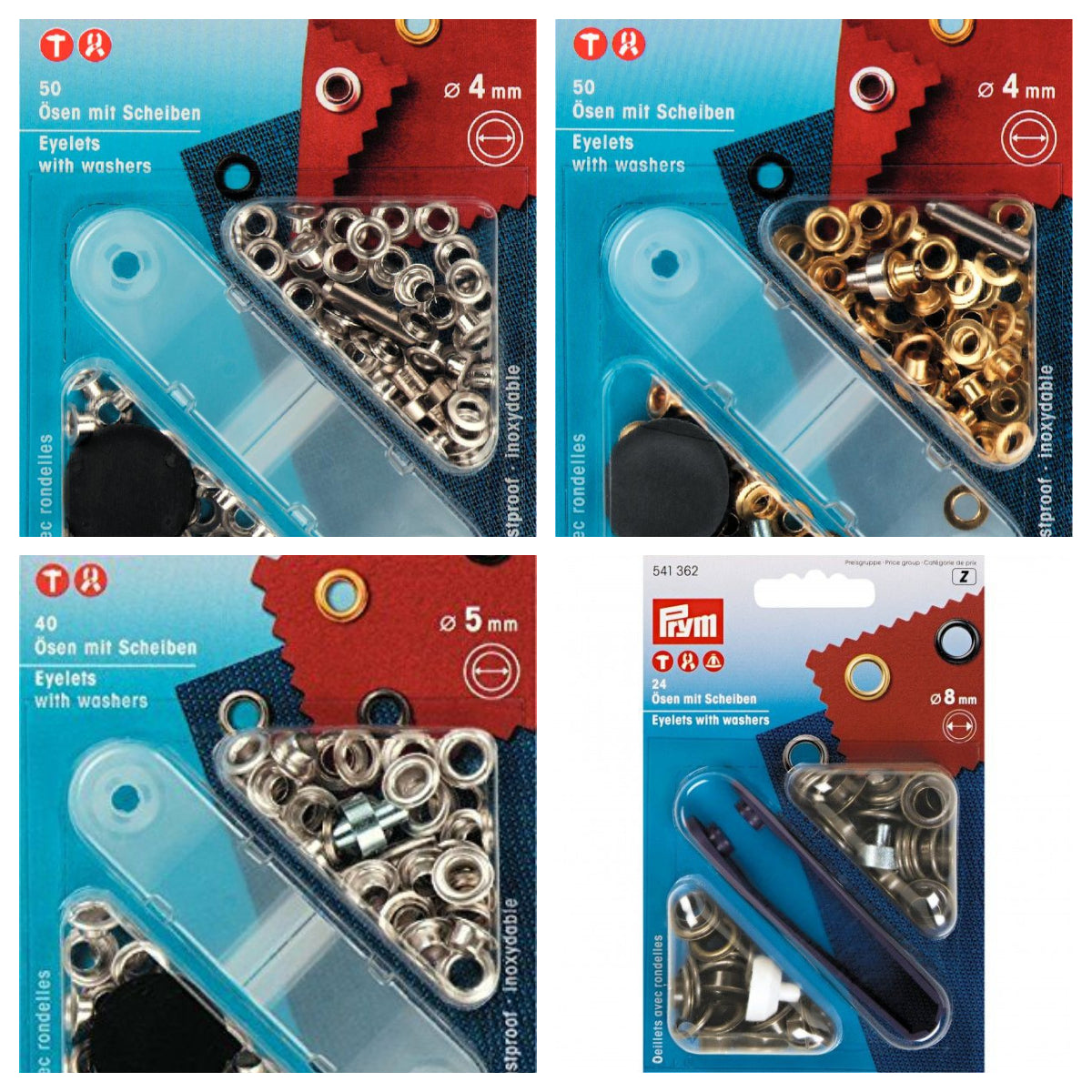 Prym Eyelets With Washers and Tool 4mm 5 mm 8mm 11 mm 14 mm Crafty Girl Maria