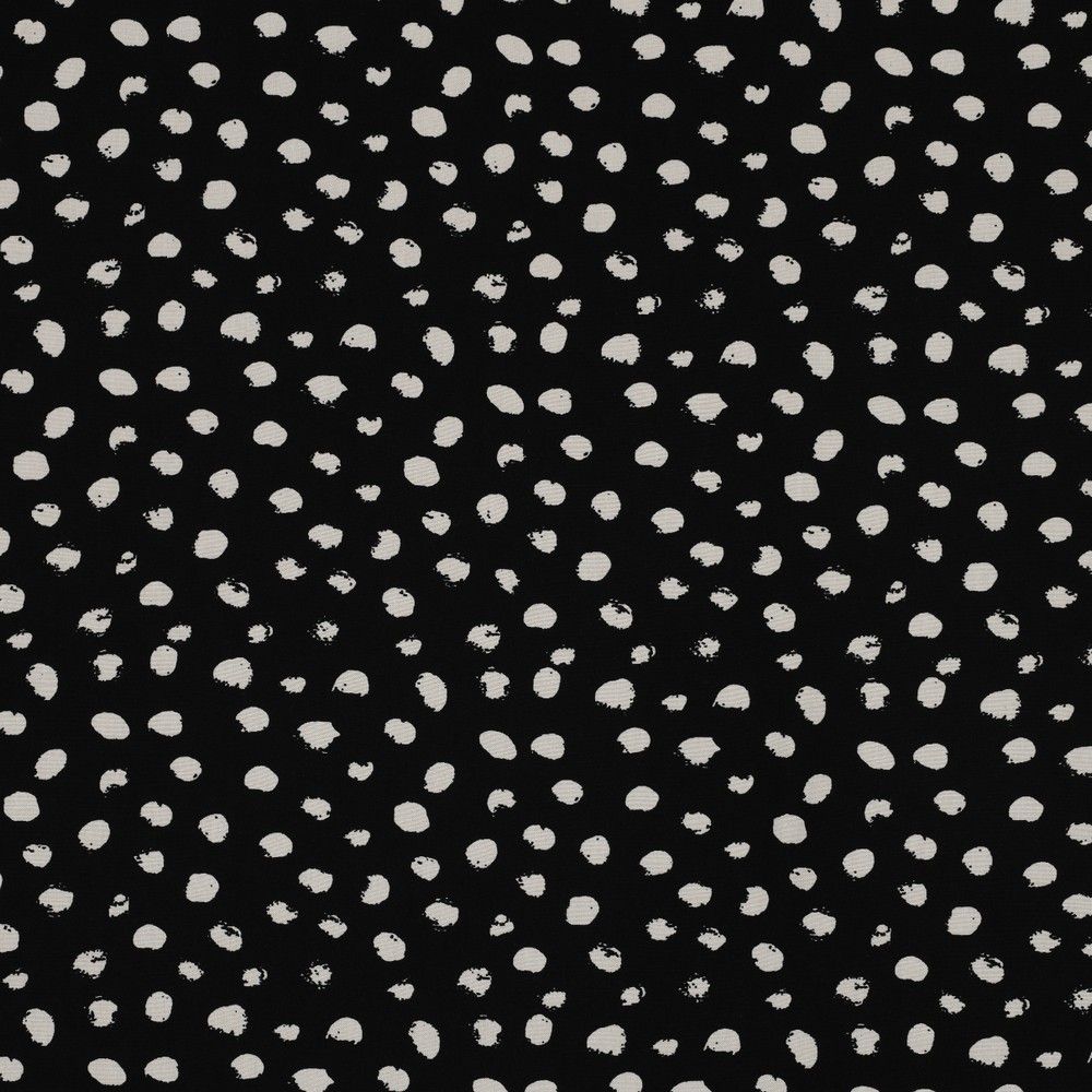 Random dots 100% Viscose Challis dress fabric by the half metre. Navy/green/black.