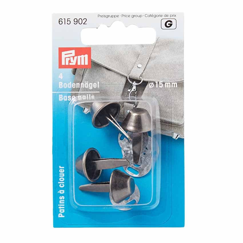 Prym antique brass coloured studs for the base of bags: 15/20 mm silver and brass