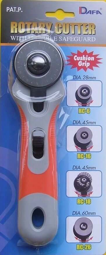 Dafa 28 /45/60 mm Rotary Cutter, sewing, crafts. With flexible safeguard and soft grip handle.