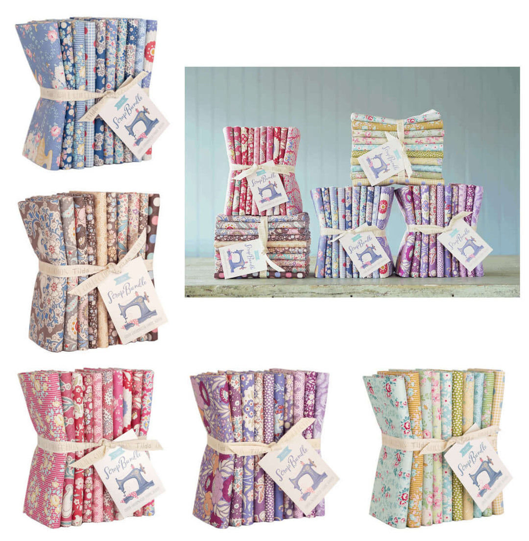 Tilda Scrap fat quarter bundle of 10 fabrics by Tilda. Floral quilting fabrics.