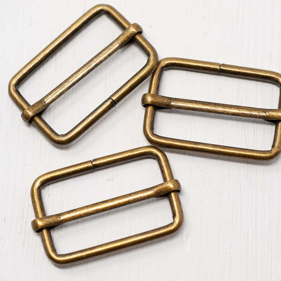 2 x  metal strap slider buckle for bag making and belts. 25/32/38 mm.