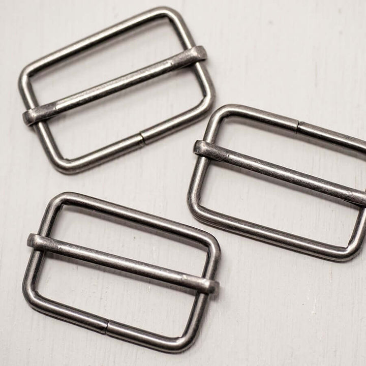 2 x  metal strap slider buckle for bag making and belts. 25/32/38 mm.