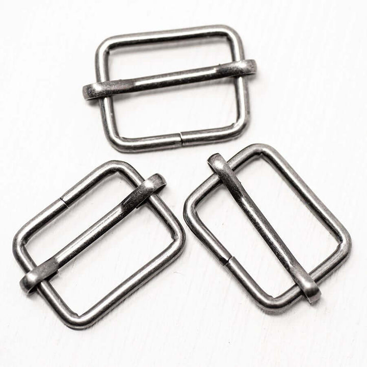 2 x  metal strap slider buckle for bag making and belts. 25/32/38 mm.