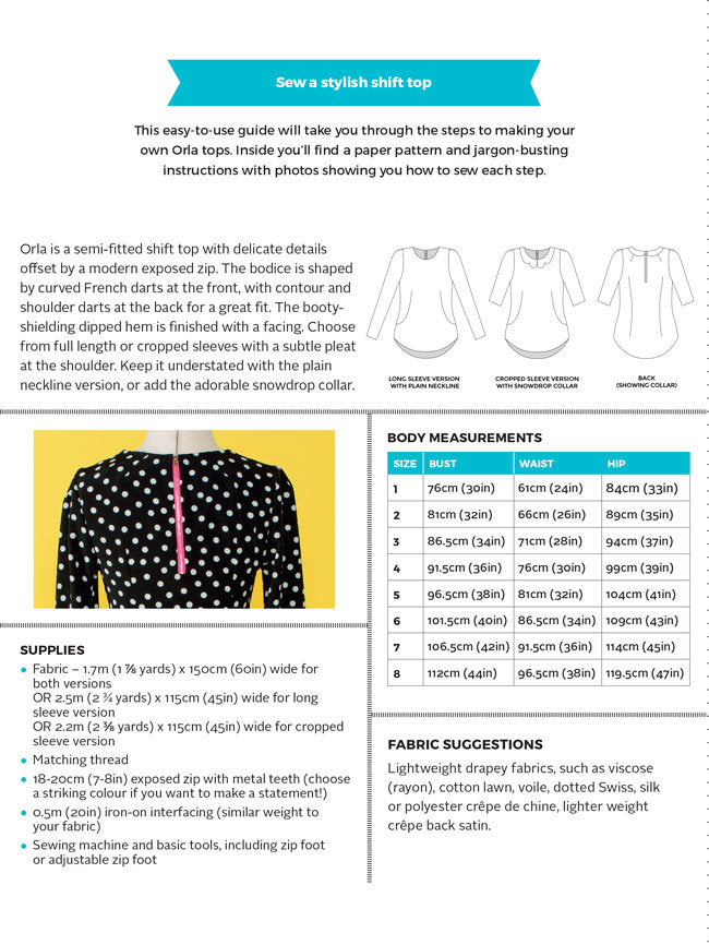 Tilly and the Buttons Orla Shift Top sewing pattern. Easy to follow.