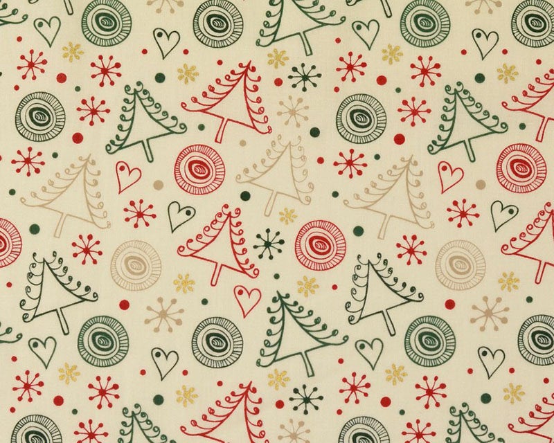 Swirly Metallic Christmas craft/quilting cotton fabric. Red or cream. By the half metre.