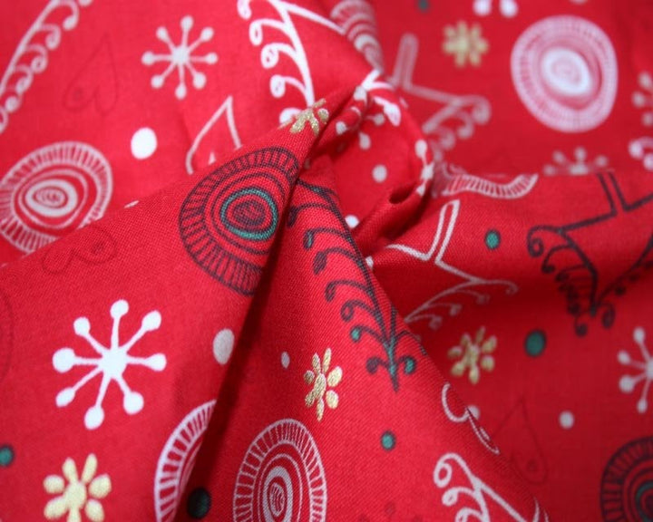 Swirly Metallic Christmas craft/quilting cotton fabric. Red or cream. By the half metre.