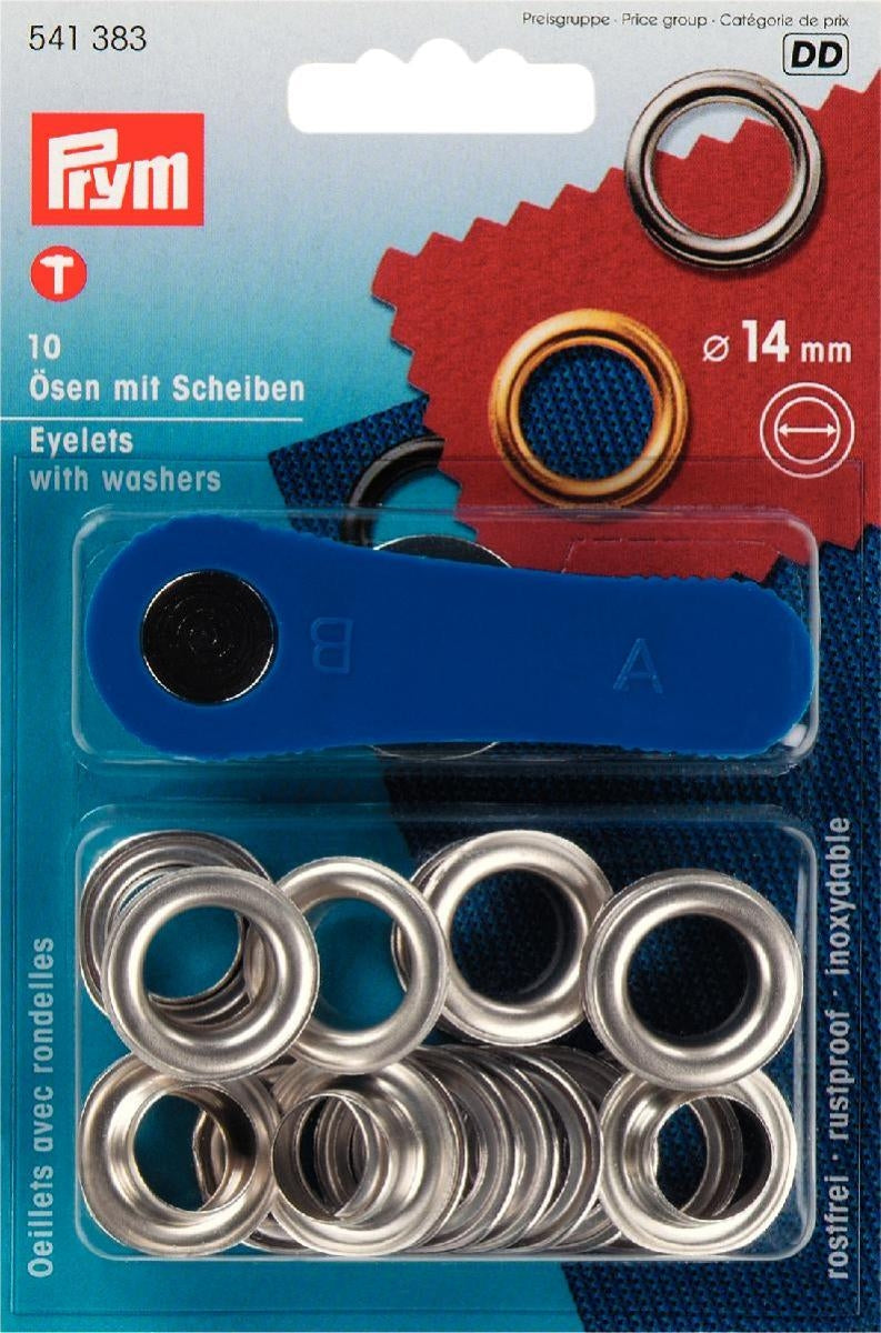 Prym Eyelets With Washers and Tool 4mm, 5 mm, 8mm, 11 mm, 14 mm