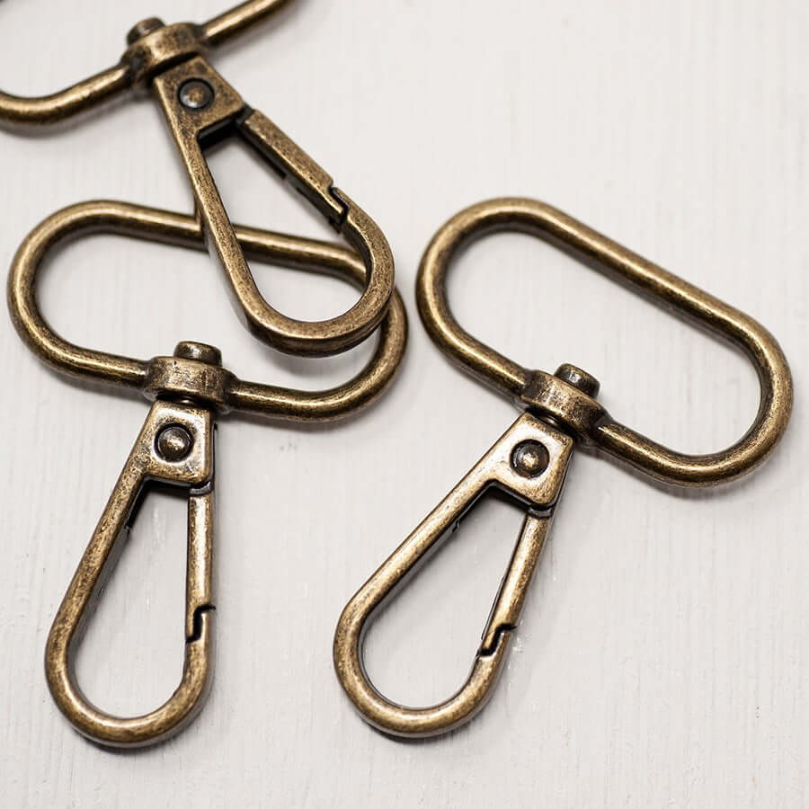 2 x metal snap hooks fastener swivel clips for bag making. 13/25/32/38 mm.